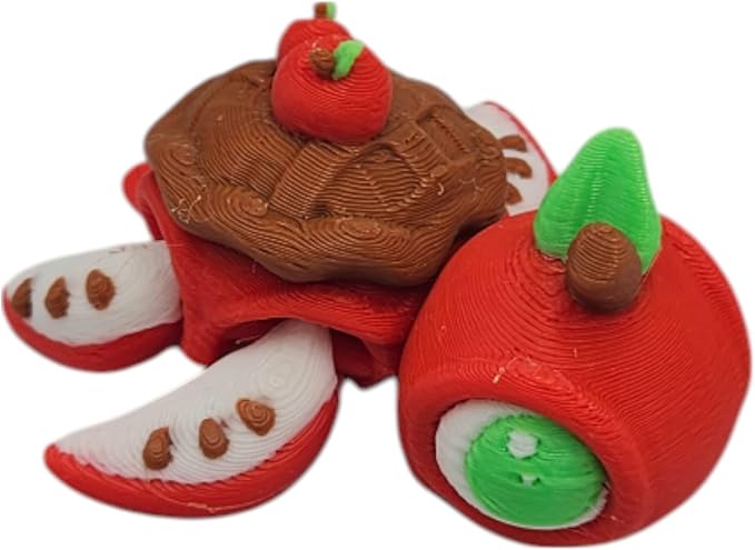 Articulating Turtle Fidget Animal Figurines – Unique 3D Printed Collectibles, Poseable Desk Animals For Adults, Stress Relief and Display Gift (MAC APPLE PIE TURTLE)