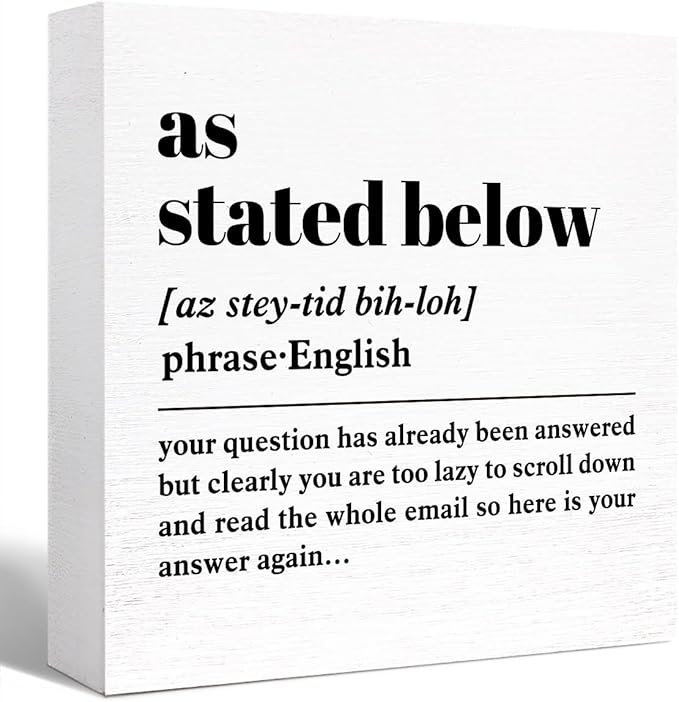 SJNH Funny Office Wooden Block Sign, Modern White Rectangular Inspirational Decorative Sign, 5"X5"X1", Office, Party, Classroom, Home Decor