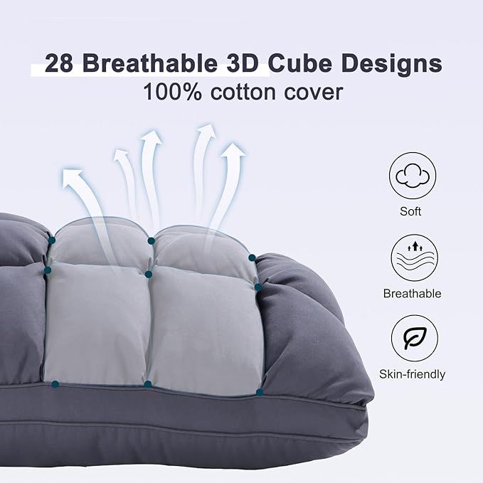 YOUR MOON Pillows King Size Set of 2, Soft Support King Pillows 2 Pack for Bed, Fluffy Down Alternative Pillow, Luxury Hotel Gel Pillow for Side Sleeping (Gray)