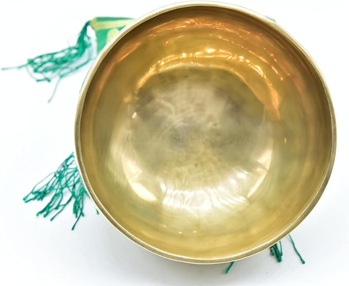 6" Tibetan Singing Bowl ~ Handmade ~ Superb Chakra Bowl for Meditation, Yoga,Healing, Mindfulness, Relaxation ~ Cushion & Mallet Included Gold