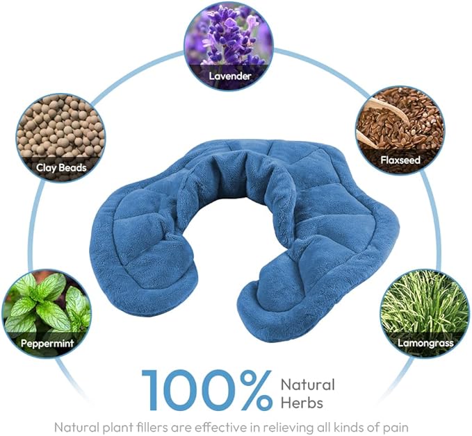 Microwavable Heated Neck Wrap Warmer and Shoulder Heating Pad Microwave, Weighted Microwave Heating Pad for Neck and Shoulders Hot and Cold Compress