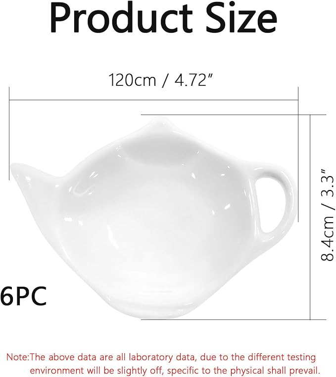 6 Pack Porcelain Tea Bag Coasters,Tea Bag Holder for Used,Classic Teaspoon Rest Pad Heat-Resistant Coasters Cute Dish Saucer Teabag Caddy Holder Set for Organizing Tea Time (6)