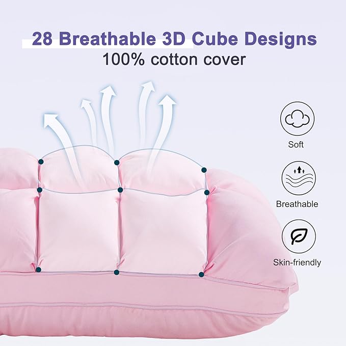 YOUR MOON Super Support Soft Down-Alternative Pillow King Size, Fluffy Soft Luxury Hotel Gel Sleeping Pillows, Bed Pillows for Side Sleepers(Pink)