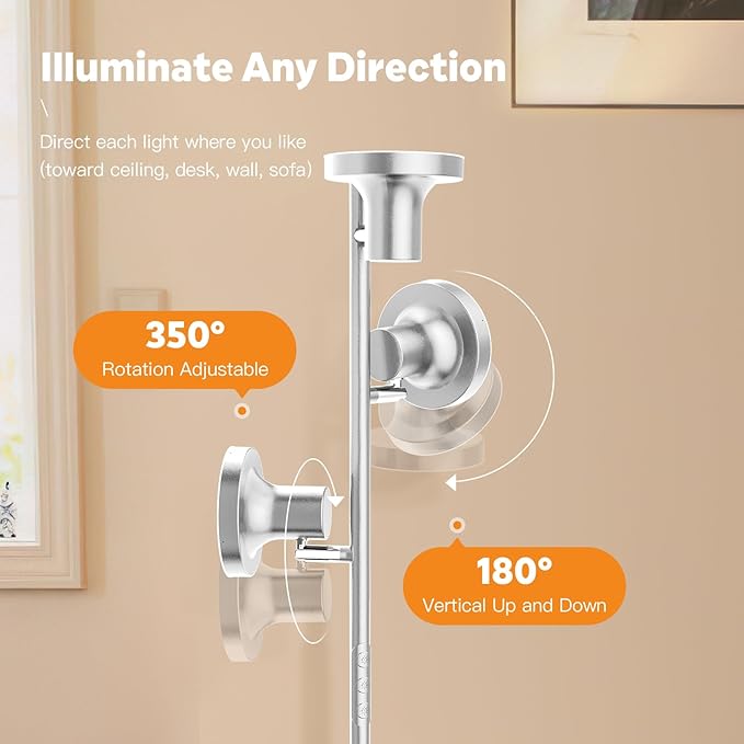 36W LED Tree Floor Lamp, Modern Dimmable Standing Lamp with Remote & Touch Control, 4 Color Temperatures, 3 Rotatable LED Light Floor Lamps for Living Room, Bedroom, Office