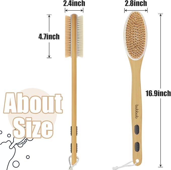 Back Scrubber for Shower,Bath Brush with Long Handle,Bath Brush Body Exfoliator for Wet or Dry Brushing,Men and Women (Black)