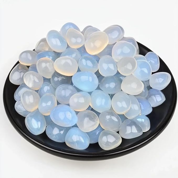Polished Opal Crystals - 72 Pcs, 0.5" Handpicked Natural Tumbled Gemstones Rocks, Pebbles for Reiki, Chakra, Healing Home Decor