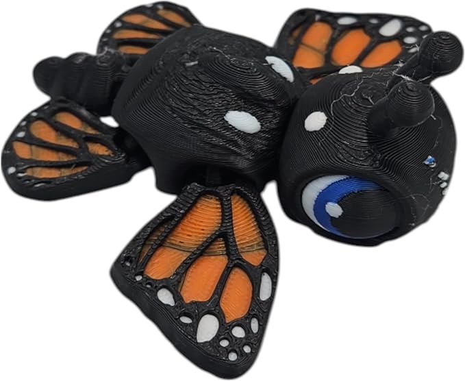 Articulating Turtle Fidget Animal Figurines – Unique 3D Printed Collectibles, Poseable Desk Animals For Adults, Stress Relief and Display Gift (MONARCH BUTTERFLY TURTLE)