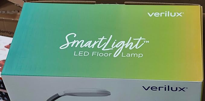 Verilux SmartLight Full Spectrum LED Modern Floor Lamp with Adjustable Brightness, Flexible Gooseneck and Easy Controls - Reduces Eye Strain and Fatigue - Ideal for Reading, Artists, Craft (White)