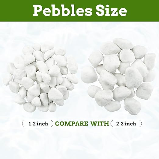 White Rocks for Landscaping, 20lbs River Rocks for Garden Landscaping, 1-2 Inch Pebbles for Indoor Plants, Decorative White Stones Ideal for Fish Tank, Vases, Crafting