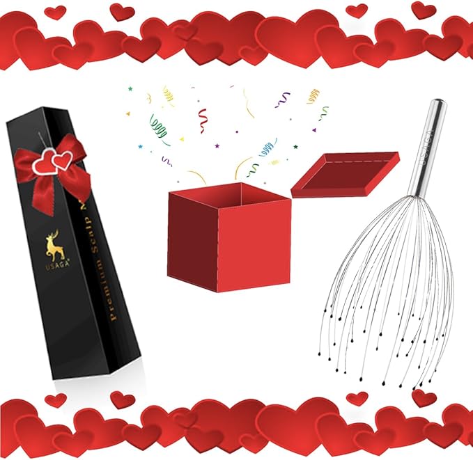 USAGA 36 Fingers Head Massager Scalp Massager Head Scratcher, Stocking Stuffers Gift for Scalp Body Relaxing (Silver)