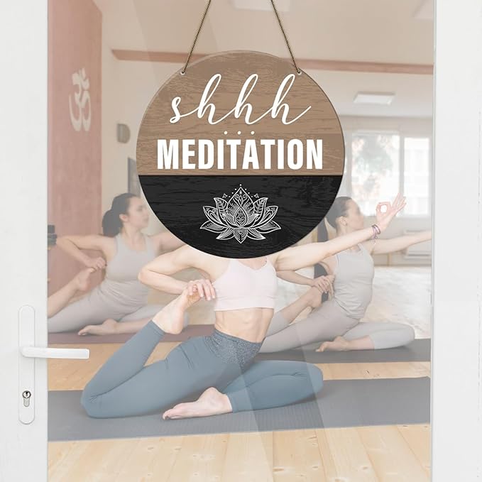 Meditation Room Decor Sign, Yoga Studio Wall Decoration Home Gym Spiritual Room Zen Den Hanging Decor Sign, Please Do Not Disturb Sign, Gifts for Yoga Instructor Lover