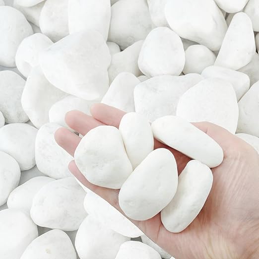 White Rocks for Landscaping, 20 lbs Large River Rocks for Garden, 2-3 Inch Pebbles for Indoor Plants, Decorative White Stones Ideal for Fish Tank, Vases