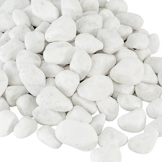 White Rocks for Landscaping, 40 lbs River Rocks for Garden Landscaping, 1-2 Inch Pebbles for Indoor Plants, Decorative White Stones Ideal for Fish Tank, Vases, Crafting, Home Decor