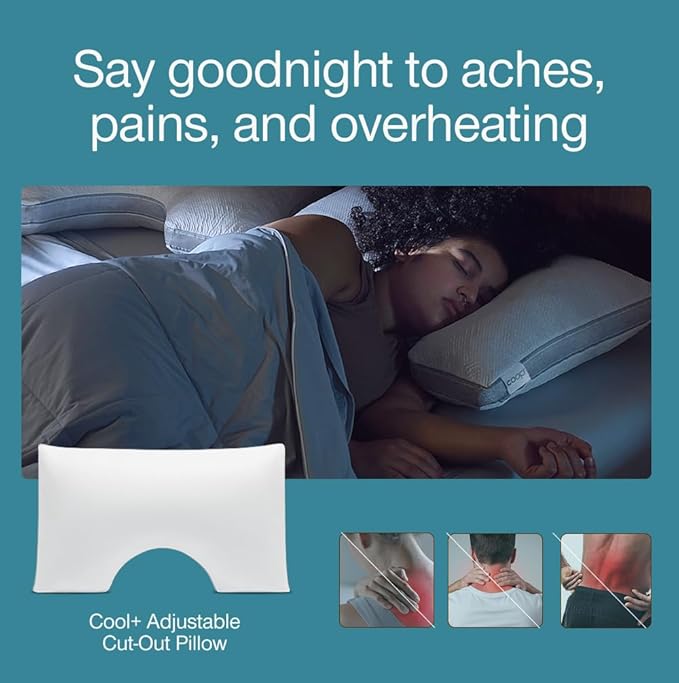 Coop Home Goods Cool+ Cut-Out Adjustable Pillow King with Cooling Gel & Shoulder Cut-Out for Head Support, Side Sleeper Pillow, Neck Support for Sleeping, CertiPUR-US/GREENGUARD Gold