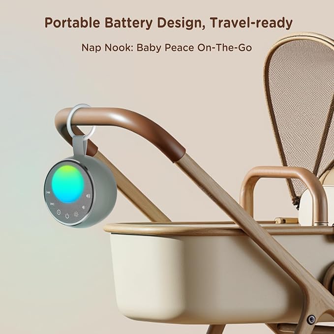 Peakeep White Noise Portable Sound Machine Sleeping Light for Adults Baby, Loud Clear Speaker, 25 Hours Continuous Audio 27 Noise Fan Nature No-looping Sounds, 30 Volume, Battery Operated