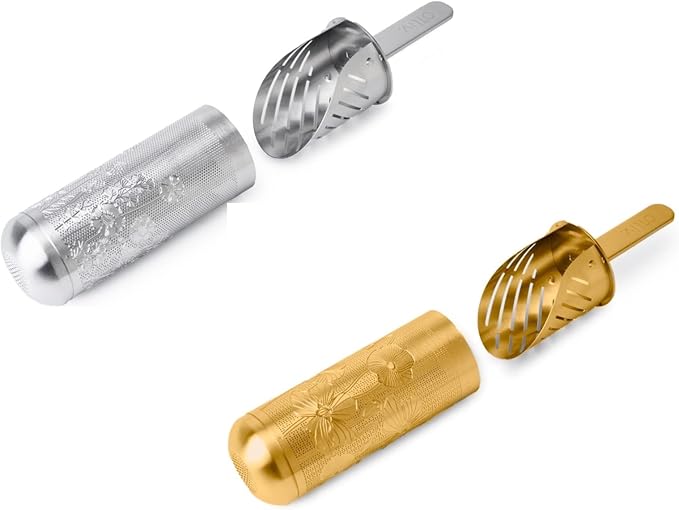 2 Pack Tea Infuser Spoon For Loose Leaf Tea Stainless Steel Tea Diffuser Long-Handle Tea Filter Easy to Carry Tea Strainer (Gold&Silver)