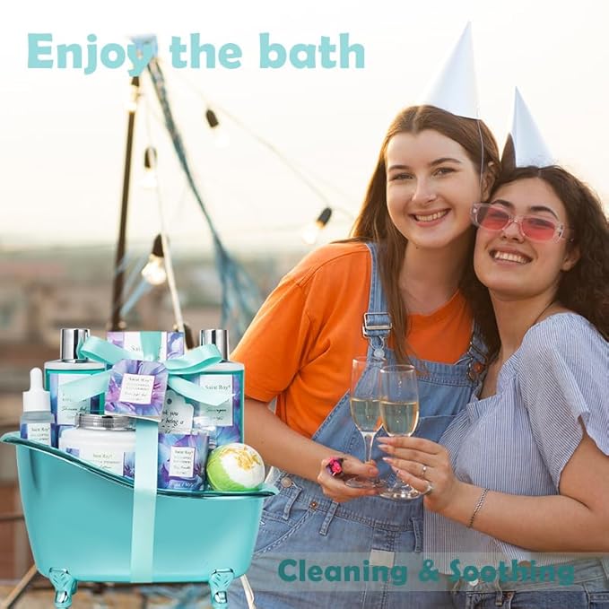 Bath and Body Basket Set Luxury EUCALYPTUS & Mint Spa Gift Basket for Women, Unique Bath Gift Baskets Gifts, Home Spa Kit Christmas Gifts for Women, birthday gift baskets for Dad Mother's Day