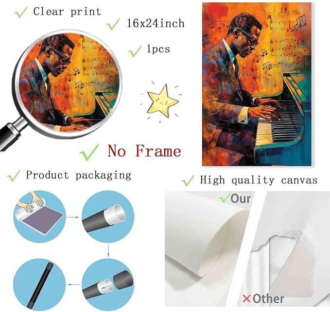 Graffiti Black Man Wall Art African American Picture Black Music Wall Art Graffiti Poster Playing Art Music Themed Paintings Musical Instruments Prints Living Room Decor 16x24inch No Frame