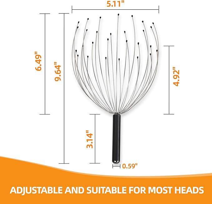 YEZY Head Massager 28 Fingers Head Scratcher Scalp Massager, Back Scratcher, Stocking Stuffers for Scalp Massage Back Massage (Black)