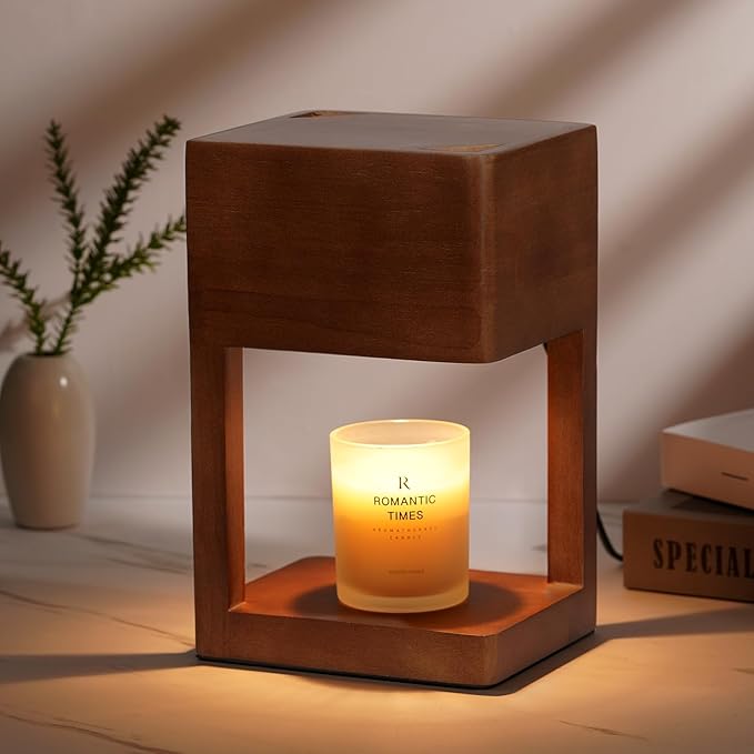 Candle Warmer Lamp Wood with Timer, Dimmable Electric Candle Lamp Warmer for Jar Candles, 2*35 Watt Bulb, Christmas Gifts, Birthday Gifts for Mom, Decorative Wooden Candle Lamp for Bedroom Home Decor