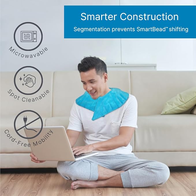 NatraCure Microwave Heating Pad for Neck, Shoulder & Back Pain Relief - Heated Wrap & Microwavable Warmer Moist Heating Pad with SmartBead Technology - Heat, Spa & Physical Therapy FSA