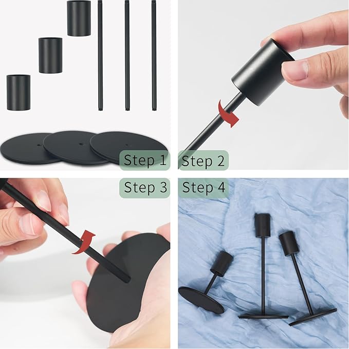 Black Candlestick Holders Bulk for Taper Candles Decorative Metal Candelabra Candle Holders Fit 0.8 Inch Diameter Candles Gold Taper Candle Stands for Wedding Home Party Table Decor (Set of 18)