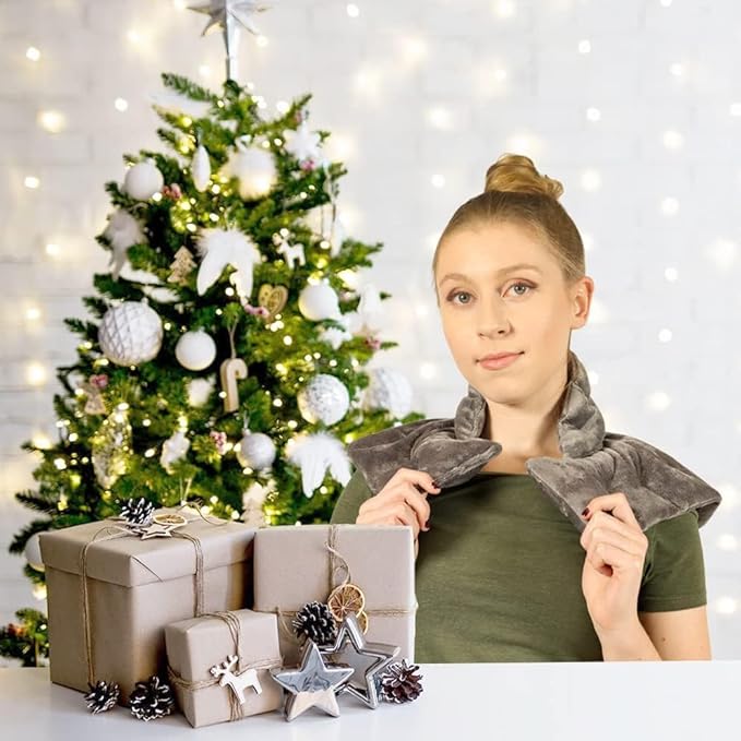 Mars Wellness Heated microwavable Neck and Shoulder Wrap - Herbal Hot/Cold Deep Penetrating Weighted Herbal Aromatherapy Shoulder and Neck Therapy Wrap - Made in The USA (Charcoal) - 3 Pack