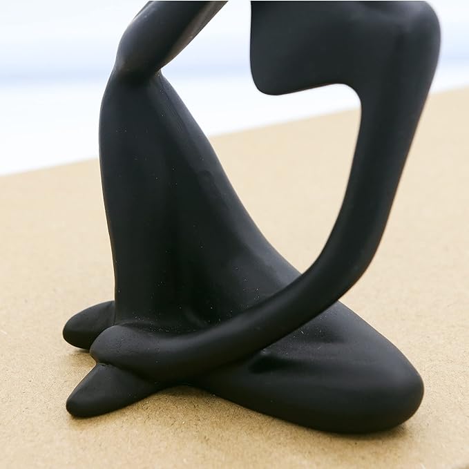 Thinker Statues and Sculptures,Sandstone Resin Thinker Statue Ornaments, Abstract Style Sculptures, Housewarming Gifts, Home Decorations, Living Room Desk Decor (Black)