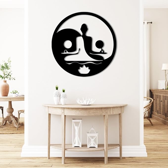 Metal Wall Decor-Metal Buddha Wall Decor, Metal Zen Wall Art, Yin Yang Wall Art, Buddha Wall Art, Meditation Wall Decor, Spiritual Wall Decor, Zen Wall Art, Yoga Room Wall Decor (White, 30x30in|76x76cm)