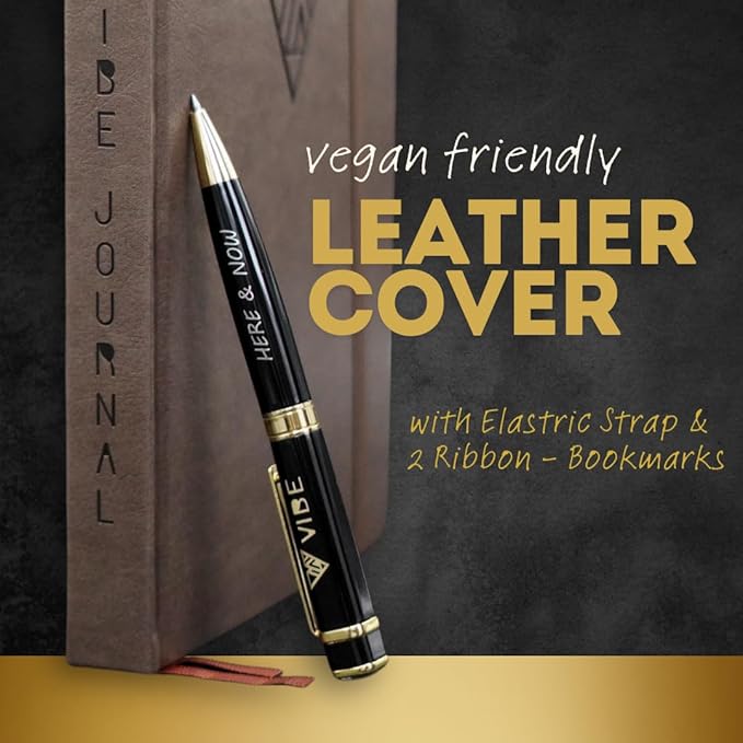 The Vibe Journal and Pen Gift Set: 13-Week Guided Mindfulness Journal for Men | Thoughtful Daily Prompts, Practical Exercises, and Habit-Building Tools | A5 Size | Premium Self-Care and Writing Gift