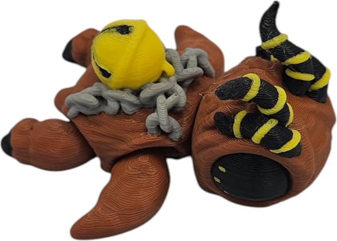 Articulating Turtle Fidget Animal Figurines – Unique 3D Printed Collectibles, Poseable Desk Animals For Adults, Stress Relief and Display Gift (KRAMPUS TURTLE)