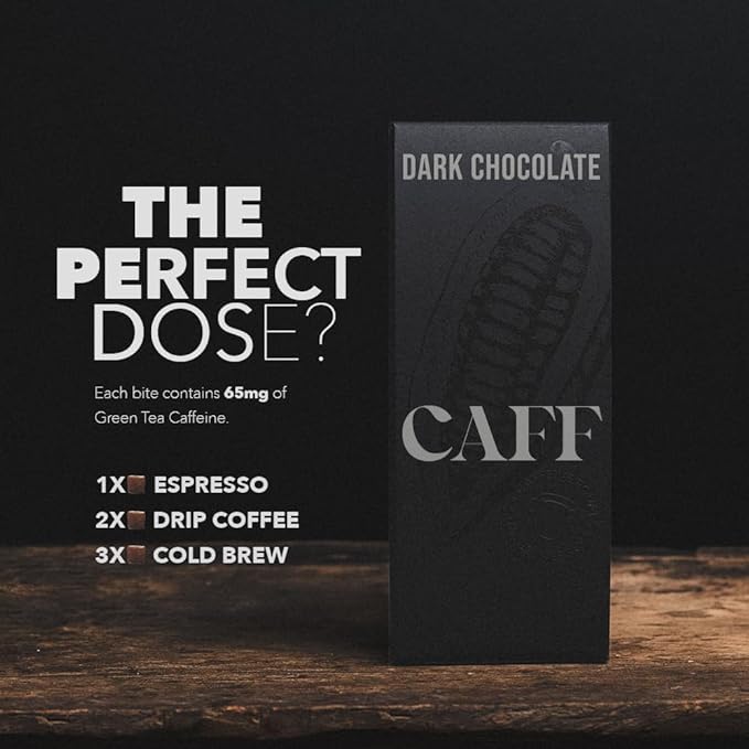 CAFF All Natural Energy Bites - Caffeinated Chocolate Flavored Chew for Energy Boost - No Added Sugar - 65mg Caffeine Chocolate Bars โ 15 Calorie Organic Caffeine Snacks - Vegan, Gluten-Free, Keto (20 Bites)