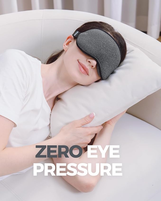 MZOO Luxury Sleep Mask for Back, Side Sleeper, Complete Light Blocking Sleeping Eye Mask Night Blindfold, 3D Zero Pressure & Spacious for Lash Extensions, Breathable Soft Eye Cover Flight Nap Travel