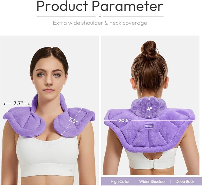 Microwavable Heated Neck Wrap Warmer and Shoulder Heating Pad Microwave, Weighted Microwave Heating Pad for Neck and Shoulders Hot and Cold Compress