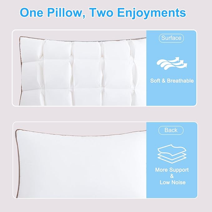 YOUR MOON Soft Pillow Queen for Sleeping, Super Soft Support Down Alternative Pillow, 100% Cotton Shell Luxury Comfy Fluffy Bed Pillows for Sleep(White)