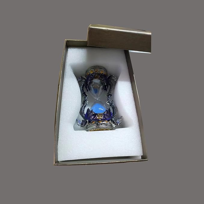 Retro Metal Dragon Hourglass Timer 15 Minutes, Gothic Decorative Statues, Unique Vintage Classic Hourglass, Home Decoration Pieces, Gift Art Collection. Blue (Dragon) Single Six inches