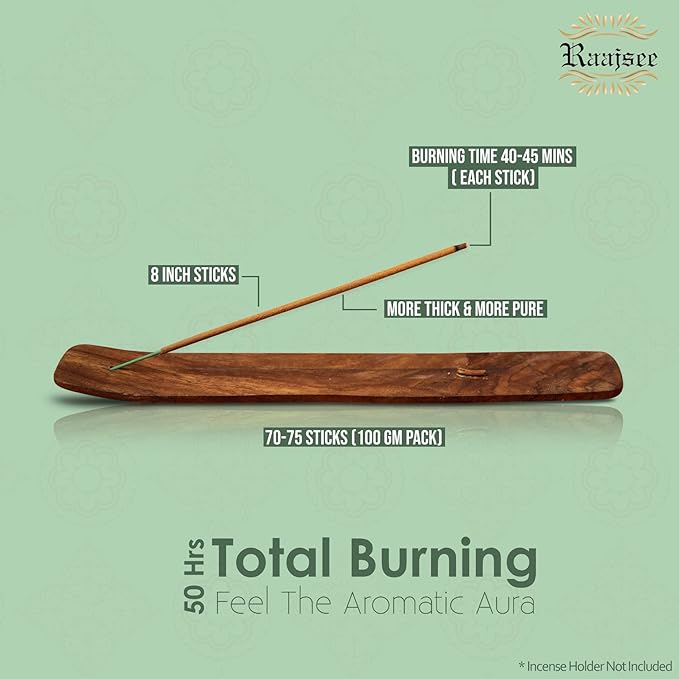 Raajsee Patchouli Incense Sticks 100 gm Pack-100% Pure Organic Natural Hand Rolled Free from Chemicals-Perfect for Church,Aromatherapy,Relaxation,Meditation,Positivity & Sensual Therapy