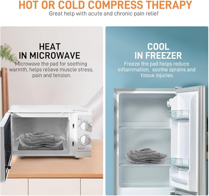 Microwavable Heating Pad for Neck and Shoulders, Weighted Microwave Moist Heated Wrap for Pain Relief Muscle Stress Tension, Heat Neck Wrap with Aromatherapy, Hot & Cold Compress, Grey