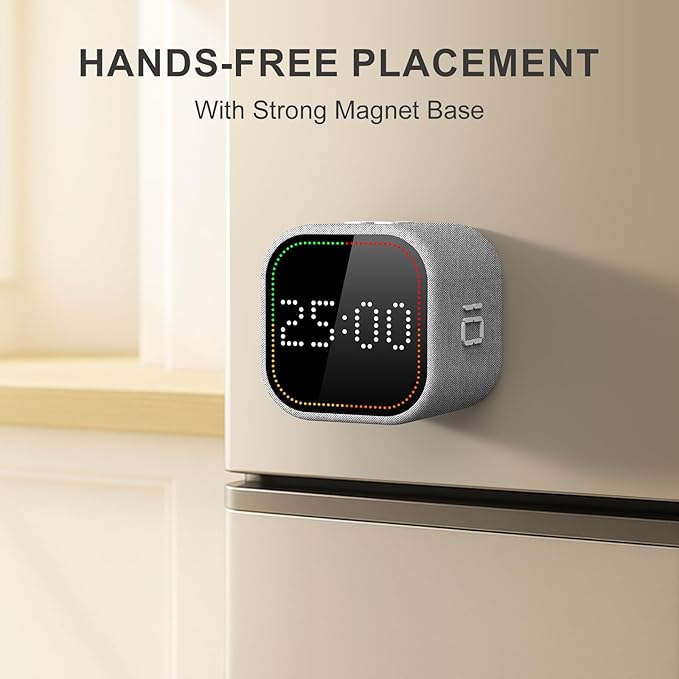 REACHER Fast Custom Pomodoro Timer Cube | Productivity Timer | Small Visual Cube | Silent, Vibrate Reminder | Adjustable Sound Alert | Magnetic, Visual Countdown | for ADHD, Study, Kitchen, Classroom