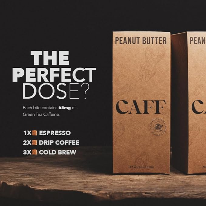 CAFF All Natural Energy Bites - Caffeinated Peanut Butter Bite for Energy Boost - 65mg Caffeine Peanut Butter Bars โ 20 Calorie Organic Caffeine Snacks - Gluten-Free, Keto (20 Bites)