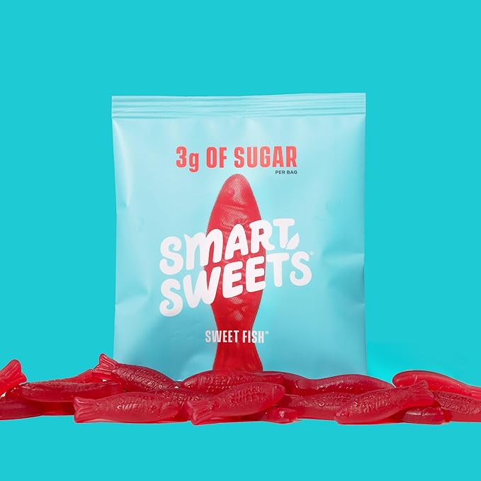 SmartSweets Sweet Fish, Low Sugar Gummy Candy (3g), Low Calorie (130), Gluten-Free -1.8oz (Pack of 12) Packaging may vary
