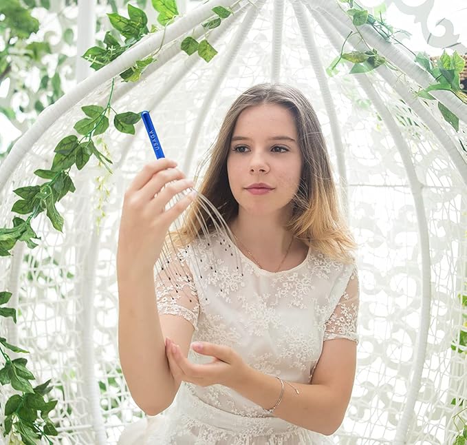 USAGA 36 Fingers Head Massager Scalp Massager Head Scratcher, Stocking Stuffers Gift for Scalp Body Relaxing (Blue)