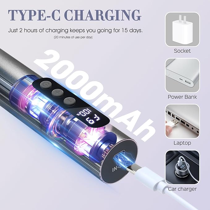 Electric Foot Callus Remover, 2 in 1 Callus Remover for Feet, 9 Adjustable Speeds with Sandpaper Disk and Nail Drill Bits, Digital Display, Rechargeable Pedicure Tools for Dead Skin(Gray)