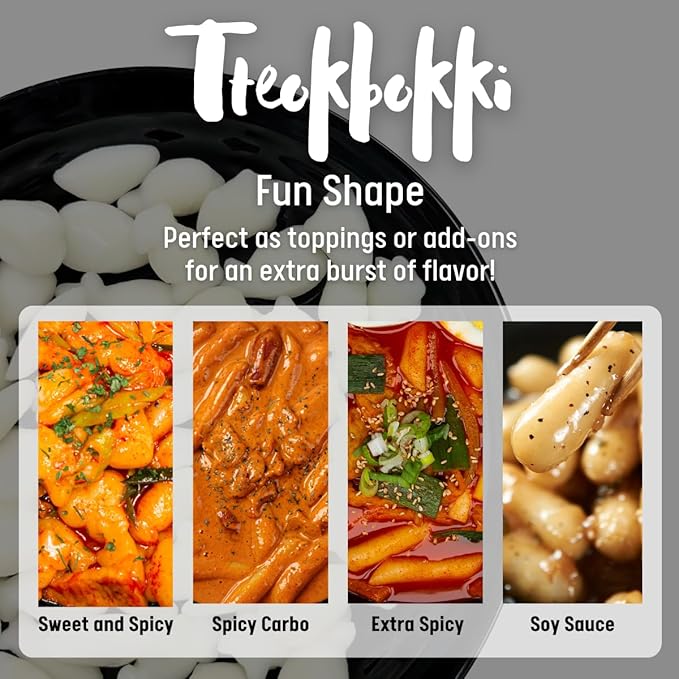 Korean Rice Cake, Tteokbokki, Fun-Shaped & Chewy, 1 Pack (2 Individual Package) Vegan, Non-GMO, Gluten-Free, Easy to Cook, 14.10oz per Pack (2 Pack) (28.2 OZ)