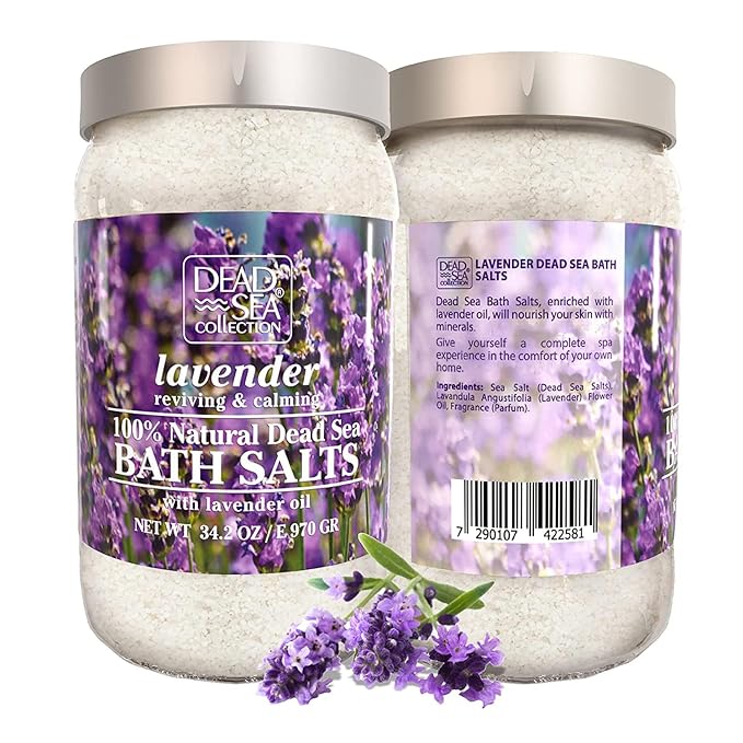 Dead Sea Collection Bath Salts with Lavender – Pure Dead Sea Salt and Lavender Oil - Nourishing Soothing and Relaxing Skin and Muscle – 34.2 Oz