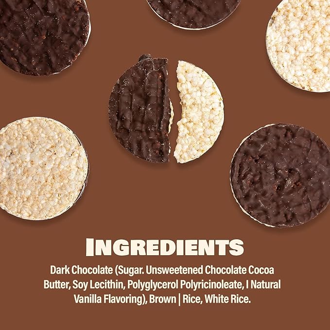 LIEBERS Dark Chocolate Rice Cakes, Kosher Certified Dairy Free, Gluten Free Snack (Dark Chocolate) Pack Of 8…