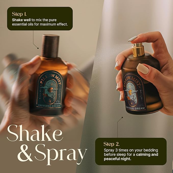 OPTATUM Pillow Mist - Aromatherapy Pillow Spray for Sheets, Linen & Bedding, Natural Essential Oils for Stress Relief, Gift for Someone Who Wants to Sleep Well - Universe Dream