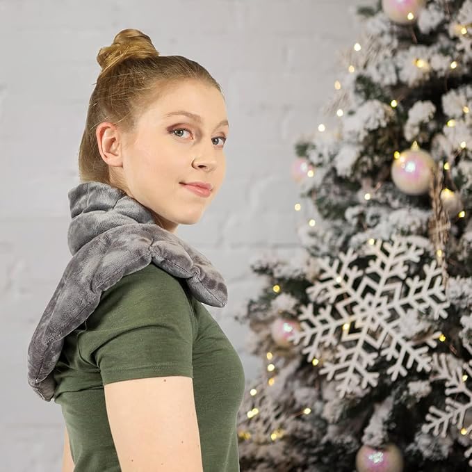 Mars Wellness Heated microwavable Neck and Shoulder Wrap - Herbal Hot/Cold Deep Penetrating Weighted Herbal Aromatherapy Shoulder and Neck Therapy Wrap - Made in The USA (Charcoal) - 2 Pack
