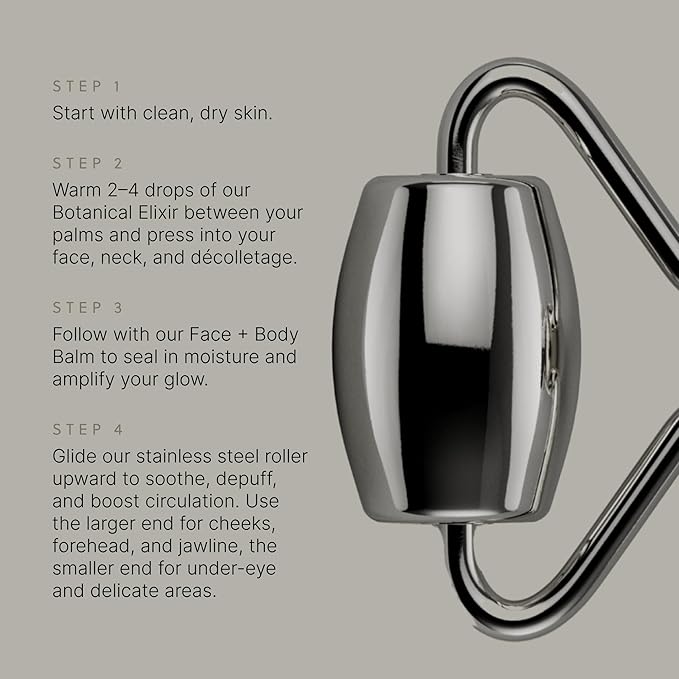 304-Grade Stainless Steel Facial Roller, Face Roller for Eyes, Double Chin, Jawline & Neck, Reduce Puffiness & Improve Wrinkles, Massage Tool for Anti-Aging, Lifting & Lymphatic Drainage