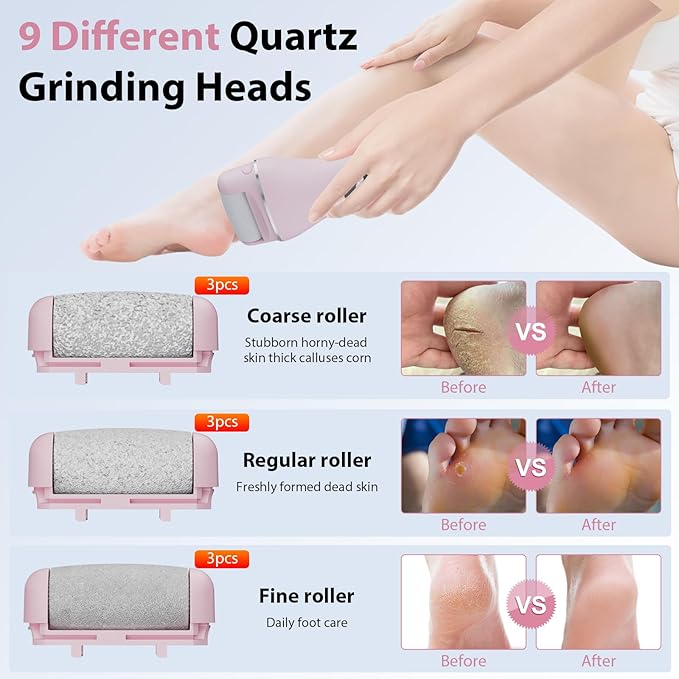 Electric Callus Remover for Feet, Rechargeable Portable Electronic Foot Callus Remover 2-in-1 Wet/Dry Foot Scrubber Electric Toot File for Hard Cracked Dry Dead Skin(Pink)